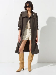 TRENCH MINIMAL BASICO LONG VERDE MILITAR en internet