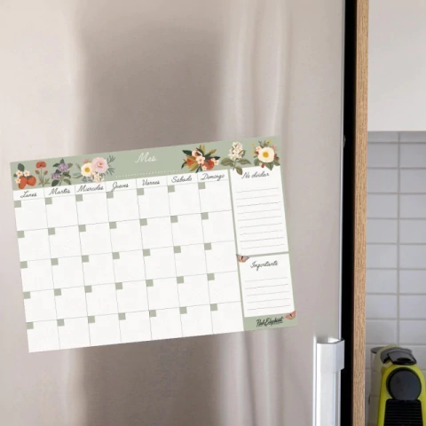 Planner magnético mensual hojas verde