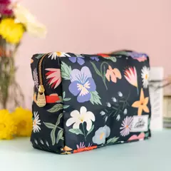 Bolsito neceser cartuchera flores petroleo - comprar online