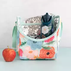 Lunchera grande flores aqua - comprar online