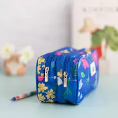 Cartuchera doble flores azul - comprar online