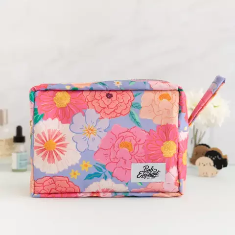Bolsito neceser pink flores lila