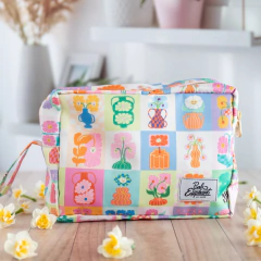 Bolsito neceser pink flores retro - comprar online