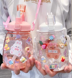 Botella 1 litro con sorbete rosa y blanca