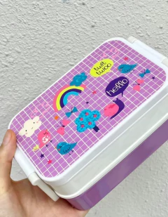 Lunchera térmica lila doble piso - comprar online