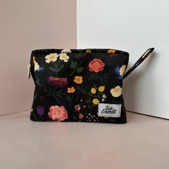 bolsito neceser pink elephant flores negro