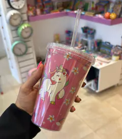 Vaso con tapa y sorbete unicornio - Flop! tiendita de diseño