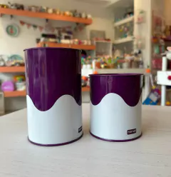 Set latas yerbera y azucarera blanca y violeta