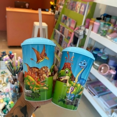 Vaso infantil con tapa dinos