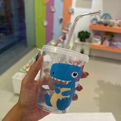 Vaso chico dino con sorbete espiral en internet