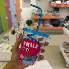Vaso chico dino con sorbete espiral - Flop! tiendita de diseño