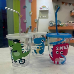 Vaso chico dino con sorbete espiral - comprar online