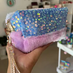 Cartuchera neceser peluche lentejuelas - tienda online