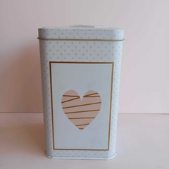 Lata yerbera alta corazón rosa - comprar online