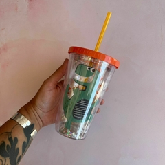 vaso dino doble pared con brillo - comprar online