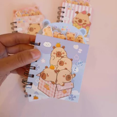 set mini libreta capibara con señaladores