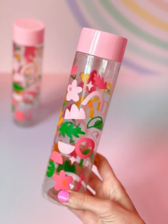 Botella con tapa flores