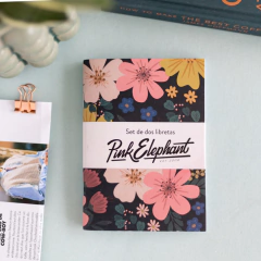 Set libretas X2 pink elephant FLORES AZUL y CELESTE