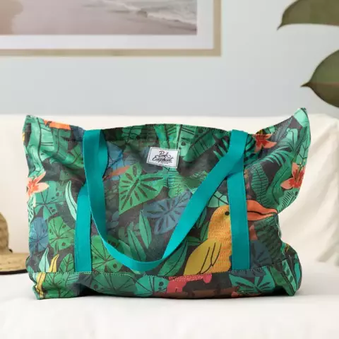 Bolso Playero Hojas Verde