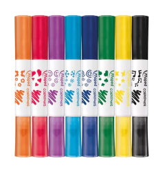 set x8 marcadores doble con sello - Flop! tiendita de diseño