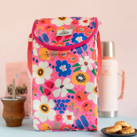 Bolso matero flores fucsia