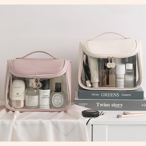 Neceser transparente vintage con manija - comprar online