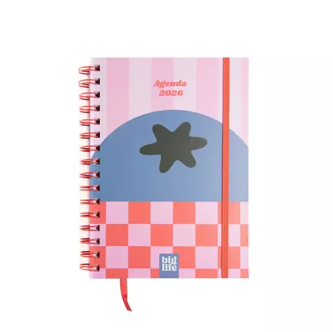 Agenda 2026 BIG LIFE semanal A5 cuadros rojo y fucsia arandano - comprar online