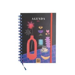 Agenda 2026 BIG LIFE semanal A5 negra floreros - comprar online