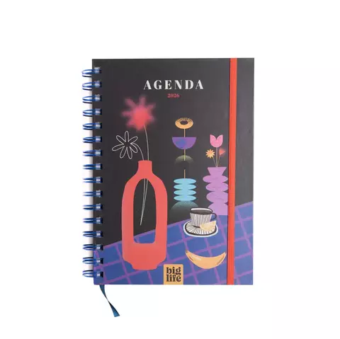 Agenda 2026 BIG LIFE semanal A5 negra floreros - comprar online