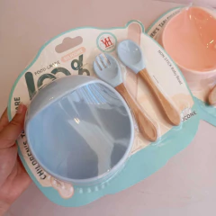 Imagen de Set infantil platito + cubiertos silicona