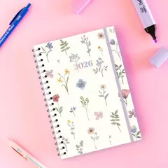 Agenda 2026 A5 semanal CHIMI botanic love (flores blanca)