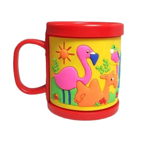 Taza infantil engomada animales