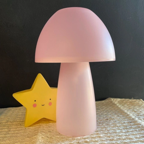 Lampara velador honguito rosa
