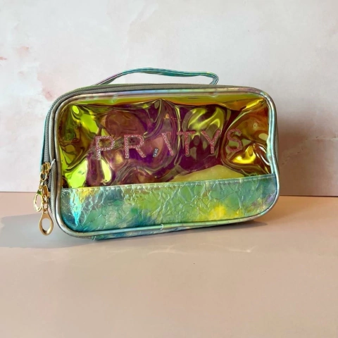 Neceser holo cuadrado CELESTE