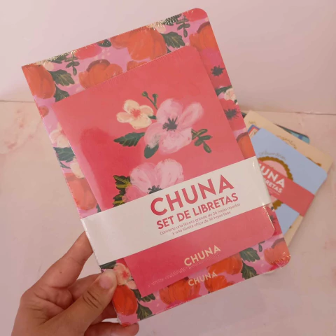 Set x2 libretas chuna flores fucsia