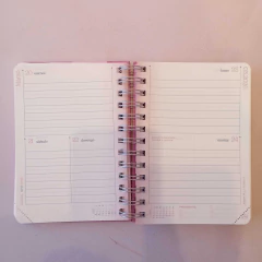 Agenda 2026 2 dias por pagina FW chica flores verde y dorado - tienda online