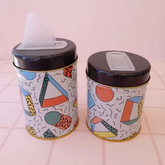 set latas yerbera y azucacera blanco geometrico tapa negra - comprar online