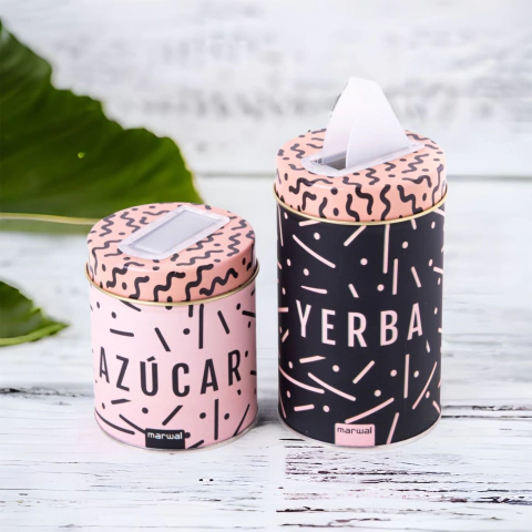 Set yerbera y azucarera rosa y negro