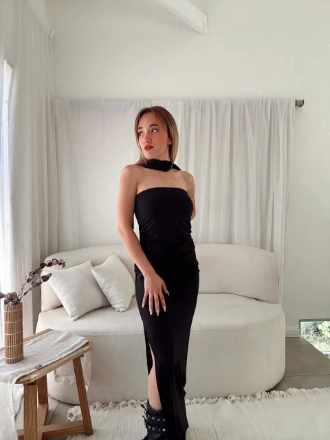 Amparo // vestido tubo corbata largo