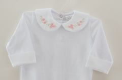 Body Bebê Gola e Punho Bordados Bouquet Rosa - comprar online