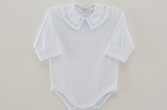 Body Bebê Gola e Punho Bordados Losango Azul na internet