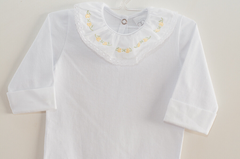 Body Bebê Gola e Punho Bordados Tulipa Amarelo - comprar online