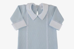 Macacão Saída Maternidade Bebê Renda Guipir Azul - comprar online