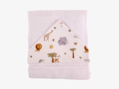 Toalha de Banho com Capuz e Forro de Fralda para Bebê Safari Mini - comprar online
