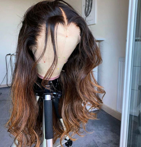 Lace front hd cabelo humano natural morena iluminada personalizada