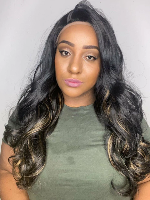 Lace front hd ondulada fibra Premium ombre hair mesclado