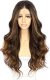 Lace front HD ondulada morena iluminada repartição livre - izalacewigs