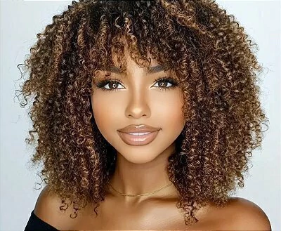 WIG cabelo humano Black AFRO cachos