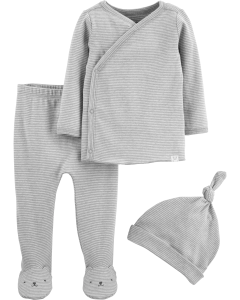 Carter's Set 3 Piezas Remera. Gorro y Pantalón "Rayas" (17590010)