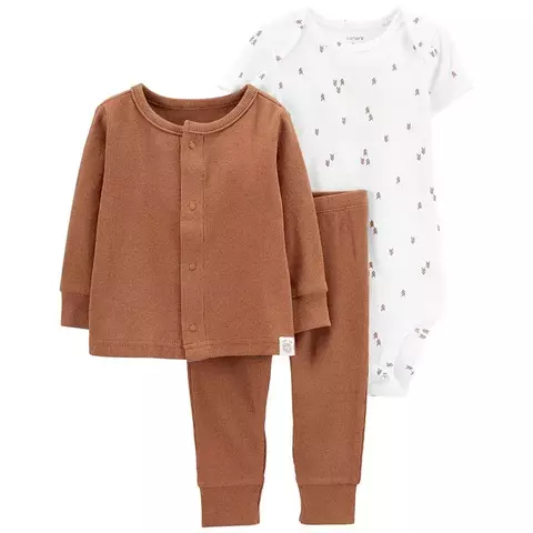 Carter´s Set 3 Piezas Body mangas cortas. Campera y Pantalón "Marrón" (1N676010) - comprar online